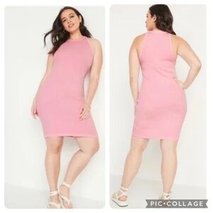Fitted Sleeveless Rib-Knit Pink Dress BodLove Collection Size S